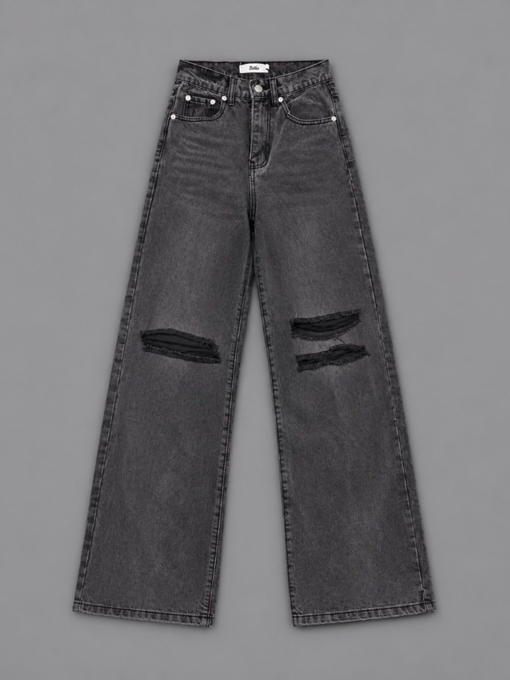 Adika Black Distressed Wide Leg Jeans – Size XS